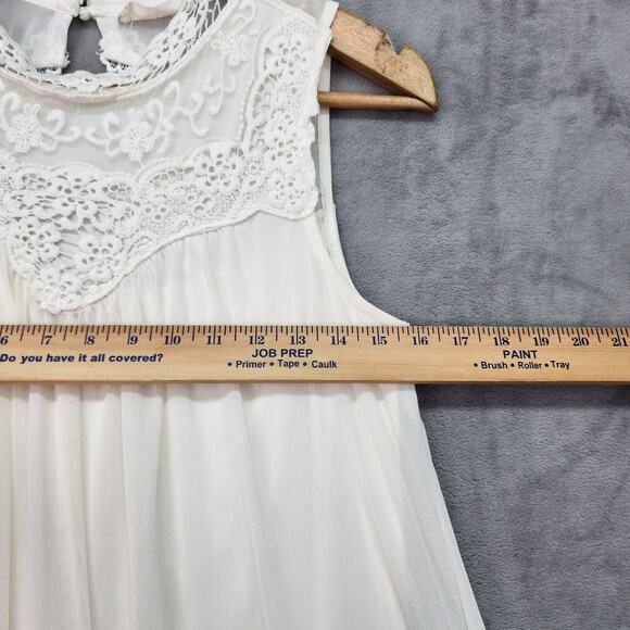 Altar’d State Slip Dress Women SMALL Off-White Lace Sleeveless Knee Length Lined - Picture 14 of 15